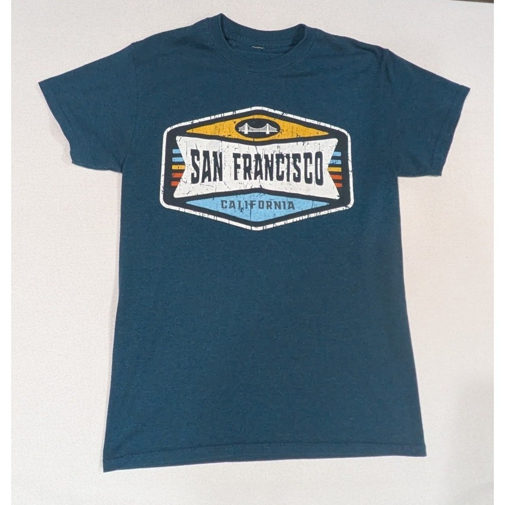 T-Shirt Women Small Teal Excellent San Francisco Graphic Retro Tee